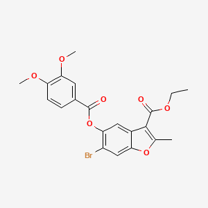 6-Bromo-3-(ethoxycarbonyl)-2-methylbenzo[b]furan-5-yl 3,4-dimethoxybenzoate