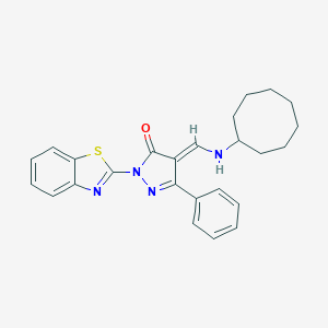 molecular formula C25H26N4OS B249855 (4E)-2-(1,3-benzothiazol-2-yl)-4-[(cyclooctylamino)methylidene]-5-phenylpyrazol-3-one 