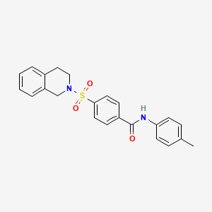 molecular formula C23H22N2O3S B2498554 4-((3,4-dihydroisoquinolin-2(1H)-yl)sulfonyl)-N-(p-tolyl)benzamide CAS No. 391876-71-4