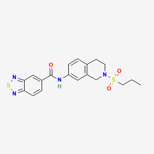 molecular formula C19H20N4O3S2 B2498555 N-(2-(丙基磺酰)-1,2,3,4-四氢异喹啉-7-基)苯并[c][1,2,5]噻二唑-5-羧酰胺 CAS No. 1207028-83-8