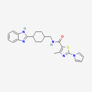 molecular formula C23H25N5OS B2498557 N-((4-(1H-苯并[d]咪唑-2-基)环己基)甲基)-4-甲基-2-(1H-吡咯-1-基)噻唑-5-羧酰胺 CAS No. 1207037-49-7