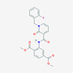 molecular formula C23H19FN2O6 B2498568 Dimethyl 2-(1-(2-fluorobenzyl)-2-oxo-1,2-dihydropyridine-3-carboxamido)terephthalate CAS No. 941904-02-5