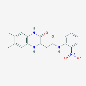 molecular formula C18H18N4O4 B2498577 2-(6,7-dimethyl-3-oxo-1,2,3,4-tetrahydroquinoxalin-2-yl)-N-(2-nitrophenyl)acetamide CAS No. 1008947-08-7