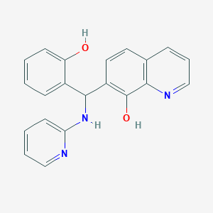 molecular formula C21H17N3O2 B2498583 7-((2-Hydroxyphenyl)(pyridin-2-ylamino)methyl)quinolin-8-ol CAS No. 307341-66-8