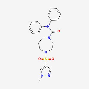 molecular formula C22H25N5O3S B2498584 4-((1-甲基-1H-吡唑-4-基)磺酰)-N,N-二苯基-1,4-二氮杂辛烷-1-甲酸酰胺 CAS No. 2034245-26-4