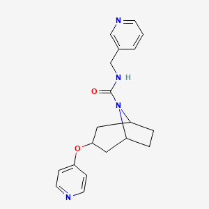 molecular formula C19H22N4O2 B2498588 (1R,5S)-N-(吡啶-3-基甲基)-3-(吡啶-4-氧基)-8-氮杂双环[3.2.1]辛烷-8-甲酸酰胺 CAS No. 2109188-16-9