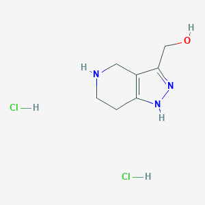 molecular formula C7H13Cl2N3O B2498591 4,5,6,7-Tetrahydro-1H-pyrazolo[4,3-c]pyridin-3-ylmethanol;dihydrochloride CAS No. 2260936-08-9