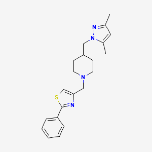 4-((4-((3,5-dimethyl-1H-pyrazol-1-yl)methyl)piperidin-1-yl)methyl)-2-phenylthiazole