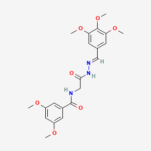 molecular formula C21H25N3O7 B2498606 (E)-3,5-dimethoxy-N-(2-oxo-2-(2-(3,4,5-trimethoxybenzylidene)hydrazinyl)ethyl)benzamide CAS No. 391883-07-1