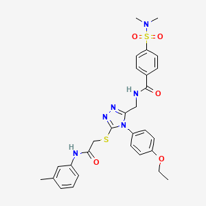 molecular formula C29H32N6O5S2 B2498608 4-(dimethylsulfamoyl)-N-[[4-(4-ethoxyphenyl)-5-[2-(3-methylanilino)-2-oxoethyl]sulfanyl-1,2,4-triazol-3-yl]methyl]benzamide CAS No. 309968-41-0