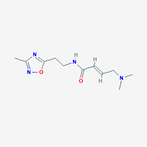 molecular formula C11H18N4O2 B2498611 (E)-4-(Dimethylamino)-N-[2-(3-methyl-1,2,4-oxadiazol-5-yl)ethyl]but-2-enamide CAS No. 2411326-95-7