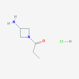 molecular formula C6H13ClN2O B2498612 1-(3-Aminoazetidin-1-yl)propan-1-one hydrochloride CAS No. 2230804-31-4