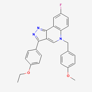 molecular formula C26H22FN3O2 B2498618 3-(4-ethoxyphenyl)-8-fluoro-5-(4-methoxybenzyl)-5H-pyrazolo[4,3-c]quinoline CAS No. 866347-54-8