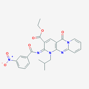 molecular formula C25H23N5O6 B2498621 (Z)-乙酸-1-异丁基-2-((3-硝基苯甲酰)亚胺)-5-氧代-2,5-二氢-1H-二嘧啶-3-羧酸酯 CAS No. 534577-17-8