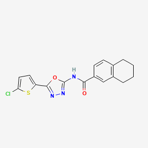 molecular formula C17H14ClN3O2S B2498631 N-(5-(5-chlorothiophen-2-yl)-1,3,4-oxadiazol-2-yl)-5,6,7,8-tetrahydronaphthalene-2-carboxamide CAS No. 888410-66-0
