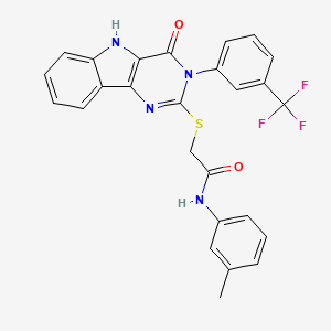 2-((4-oxo-3-(3-(trifluoromethyl)phenyl)-4,5-dihydro-3H-pyrimido[5,4-b]indol-2-yl)thio)-N-(m-tolyl)acetamide