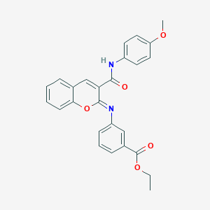 molecular formula C26H22N2O5 B2498639 ethyl 3-({(2Z)-3-[(4-methoxyphenyl)carbamoyl]-2H-chromen-2-ylidene}amino)benzoate CAS No. 1327184-77-9