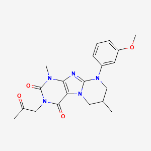 molecular formula C20H23N5O4 B2498649 9-(3-methoxyphenyl)-1,7-dimethyl-3-(2-oxopropyl)-1H,2H,3H,4H,6H,7H,8H,9H-pyrimido[1,2-g]purine-2,4-dione CAS No. 848673-51-8