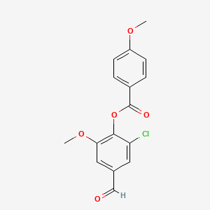 molecular formula C16H13ClO5 B2498673 2-氯-4-甲酰-6-甲氧基苯基 4-甲氧基苯甲酸酯 CAS No. 443730-99-2