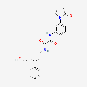 molecular formula C23H27N3O4 B2498686 N1-(5-hydroxy-3-phenylpentyl)-N2-(3-(2-oxopyrrolidin-1-yl)phenyl)oxalamide CAS No. 1795190-90-7