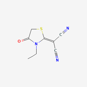 molecular formula C8H7N3OS B2498712 2-(3-Ethyl-4-oxothiazolidin-2-ylidene)malononitrile CAS No. 623558-68-9