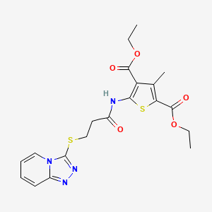 molecular formula C20H22N4O5S2 B2498718 Diethyl 5-(3-([1,2,4]triazolo[4,3-a]pyridin-3-ylthio)propanamido)-3-methylthiophene-2,4-dicarboxylate CAS No. 300557-91-9