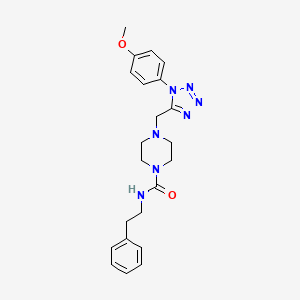 molecular formula C22H27N7O2 B2498721 4-((1-(4-methoxyphenyl)-1H-tetrazol-5-yl)methyl)-N-phenethylpiperazine-1-carboxamide CAS No. 1040654-13-4