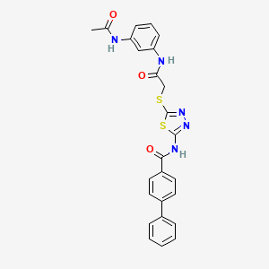 N-(5-((2-((3-acetamidophenyl)amino)-2-oxoethyl)thio)-1,3,4-thiadiazol-2-yl)-[1,1'-biphenyl]-4-carboxamide