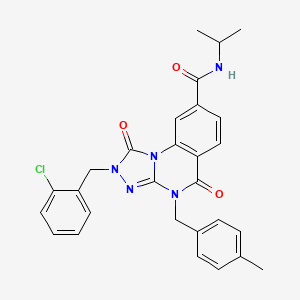 molecular formula C28H26ClN5O3 B2498734 2-(2-氯苯甲基)-N-异丙基-4-(4-甲基苯甲基)-1,5-二氧代-1,2,4,5-四氢-[1,2,4]三唑并[4,3-a]喹唑啉-8-基甲酰胺 CAS No. 1223956-38-4