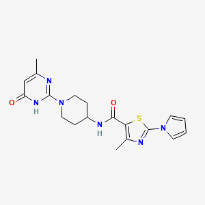 molecular formula C19H22N6O2S B2498739 4-甲基-N-(1-(4-甲基-6-氧代-1,6-二氢嘧啶-2-基)哌啶-4-基)-2-(1H-吡咯-1-基)噻唑-5-甲酰胺 CAS No. 1903291-24-6