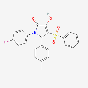 molecular formula C23H18FNO4S B2498745 1-(4-fluorophenyl)-3-hydroxy-4-(phenylsulfonyl)-5-(p-tolyl)-1H-pyrrol-2(5H)-one CAS No. 1358240-73-9