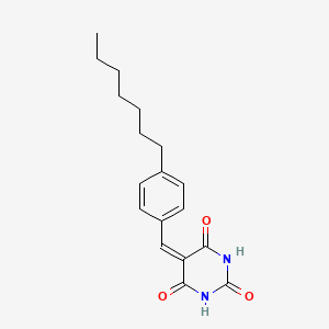 molecular formula C18H22N2O3 B2498746 5-[(4-庚基苯基)甲亚甲基]-1,3-二氮杂环丁烷-2,4,6-三酮 CAS No. 477856-90-9