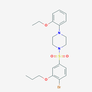 molecular formula C21H27BrN2O4S B2498749 1-(4-Bromo-3-propoxybenzenesulfonyl)-4-(2-ethoxyphenyl)piperazine CAS No. 2380190-64-5