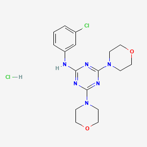 molecular formula C17H22Cl2N6O2 B2498750 Clorhidrato de N-(3-clorofenil)-4,6-dimorfolino-1,3,5-triazin-2-amina CAS No. 1177750-78-5