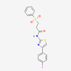 3-(benzenesulfonyl)-N-[4-(4-iodophenyl)-1,3-thiazol-2-yl]propanamide