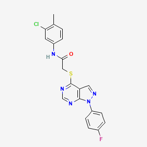 molecular formula C20H15ClFN5OS B2498765 N-(3-氯-4-甲基苯基)-2-((1-(4-氟苯基)-1H-吡唑并[3,4-d]嘧啶-4-基)硫)乙酰胺 CAS No. 893912-19-1