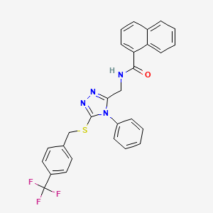 molecular formula C28H21F3N4OS B2498780 N-((4-苯基-5-((4-(三氟甲基)苯基)硫)-4H-1,2,4-三唑-3-基)甲基)-1-萘酰胺 CAS No. 391947-21-0