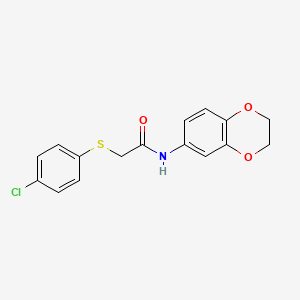 2-[(4-chlorophenyl)sulfanyl]-N-(2,3-dihydro-1,4-benzodioxin-6-yl)acetamide