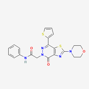 molecular formula C21H19N5O3S2 B2498794 2-(2-吗啉基-4-氧代-7-(噻吩-2-基)噻唑并[4,5-d]吡啶-5(4H)-基)-N-苯基乙酰胺 CAS No. 1021078-26-1