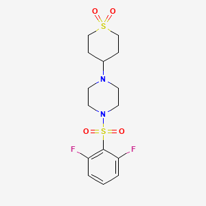 molecular formula C15H20F2N2O4S2 B2498801 4-(4-((2,6-difluorophenyl)sulfonyl)piperazin-1-yl)tetrahydro-2H-thiopyran 1,1-dioxide CAS No. 1903383-22-1