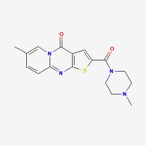molecular formula C17H18N4O2S B2498807 7-methyl-2-(4-methylpiperazine-1-carbonyl)-4H-pyrido[1,2-a]thieno[2,3-d]pyrimidin-4-one CAS No. 1021212-39-4