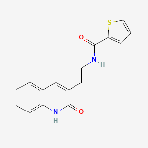 molecular formula C18H18N2O2S B2498819 N-(2-(5,8-dimethyl-2-oxo-1,2-dihydroquinolin-3-yl)ethyl)thiophene-2-carboxamide CAS No. 851406-72-9