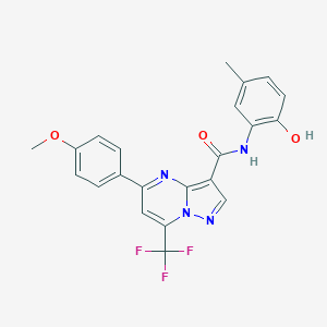 molecular formula C22H17F3N4O3 B249882 N-(2-hydroxy-5-methylphenyl)-5-(4-methoxyphenyl)-7-(trifluoromethyl)pyrazolo[1,5-a]pyrimidine-3-carboxamide 