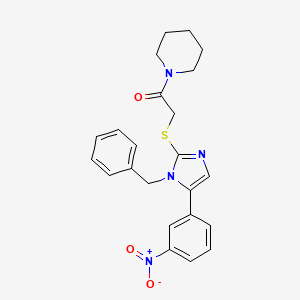 2-((1-benzyl-5-(3-nitrophenyl)-1H-imidazol-2-yl)thio)-1-(piperidin-1-yl)ethanone
