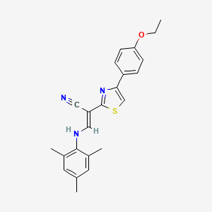 (E)-2-(4-(4-ethoxyphenyl)thiazol-2-yl)-3-(mesitylamino)acrylonitrile