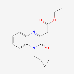 molecular formula C16H18N2O3 B2498865 Ethyl 2-[4-(cyclopropylmethyl)-3-oxo-3,4-dihydro-2-quinoxalinyl]acetate CAS No. 478041-10-0