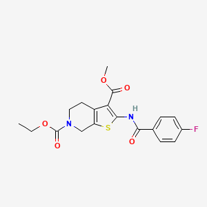 molecular formula C19H19FN2O5S B2498883 6-ethyl 3-methyl 2-(4-fluorobenzamido)-4,5-dihydrothieno[2,3-c]pyridine-3,6(7H)-dicarboxylate CAS No. 864926-06-7
