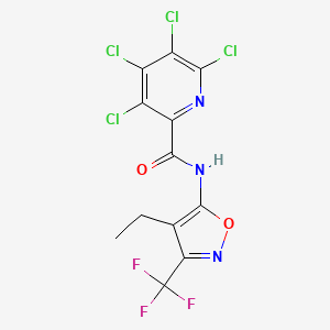 molecular formula C12H6Cl4F3N3O2 B2498887 3,4,5,6-tetrachloro-N-[4-ethyl-3-(trifluoromethyl)-1,2-oxazol-5-yl]pyridine-2-carboxamide CAS No. 2094263-02-0