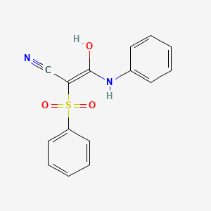 molecular formula C15H12N2O3S B2498899 3-羟基-3-(苯基氨基)-2-(苯基磺酰基)丙-2-烯腈 CAS No. 1159976-70-1