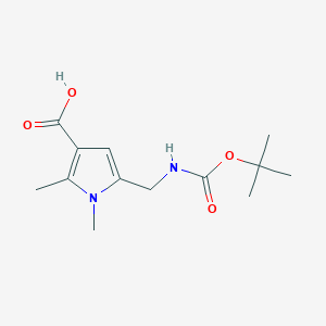 molecular formula C13H20N2O4 B2498900 5-({[(tert-butoxy)carbonyl]amino}methyl)-1,2-dimethyl-1H-pyrrole-3-carboxylic acid CAS No. 2090733-23-4